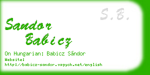 sandor babicz business card